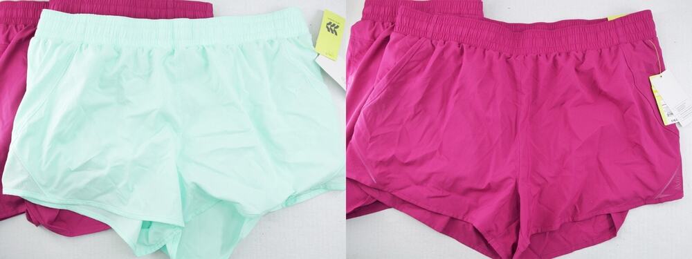 All In Motion Women's Mid-Rise Run Shorts Red Green Quick Dry XXL Lot of 3